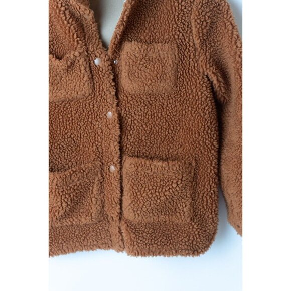 JCrew Crewcuts Girl's Size M 8-9 Shaggy Fleece Jacket Full Zip Brown - Picture 5 of 10